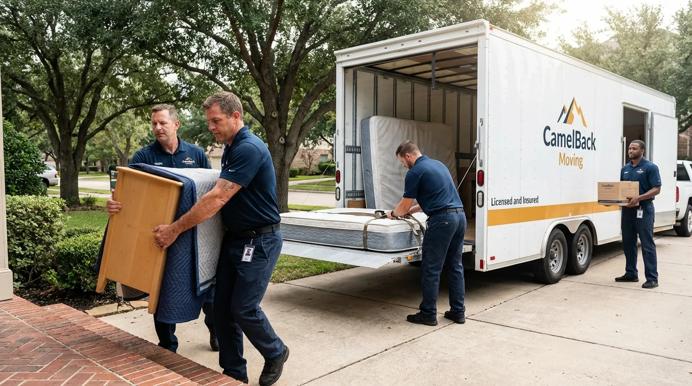 Crew loading residential truck for cross-state move from Marion, VA